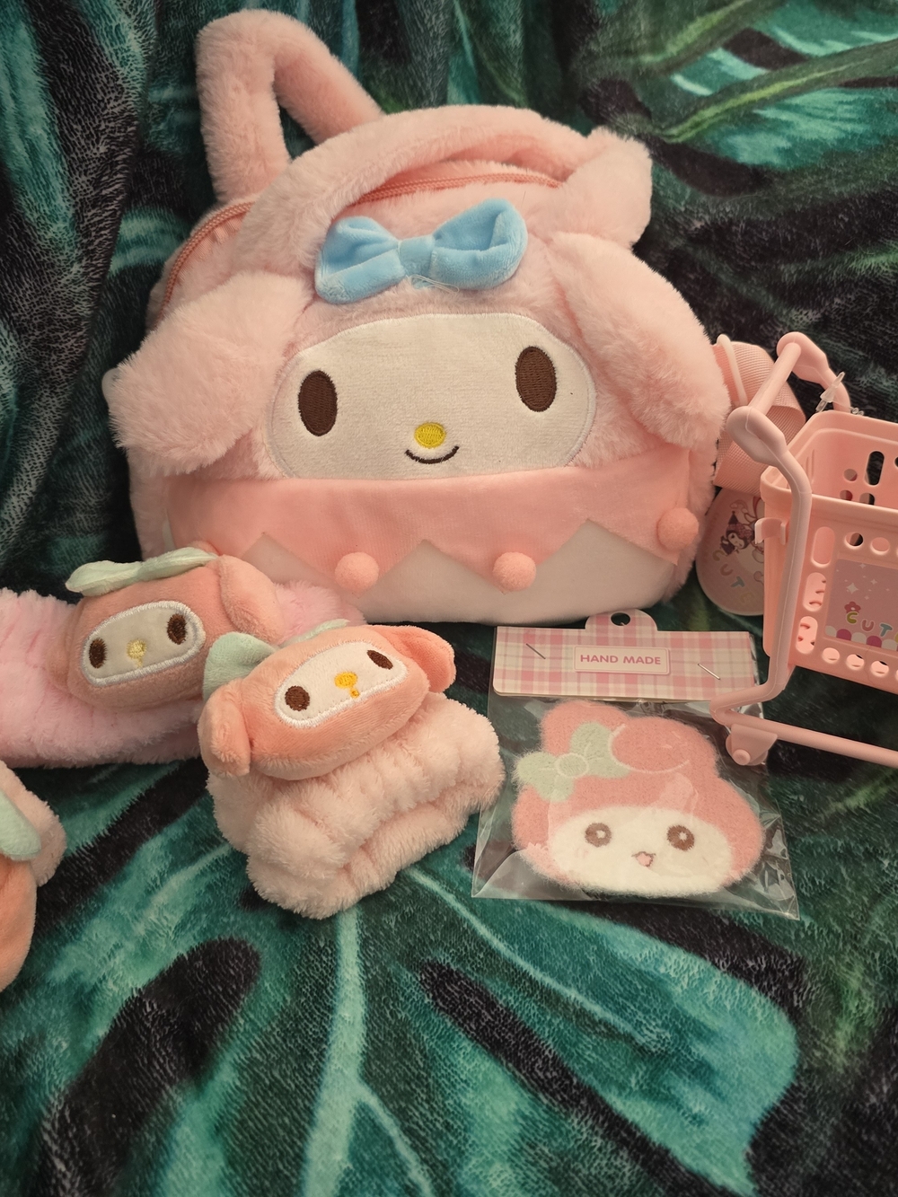 Sanrio My Melody Plush Pink Crossbody Bag and Matching Soft Accessories